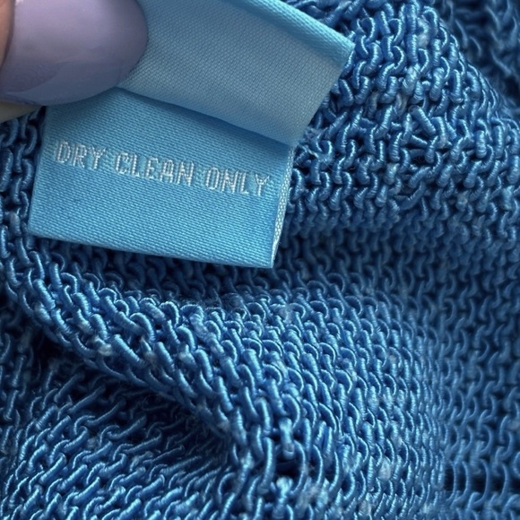 J. McLaughlin Open Knit V Neck Sweater XS Blue - Picture 7 of 8